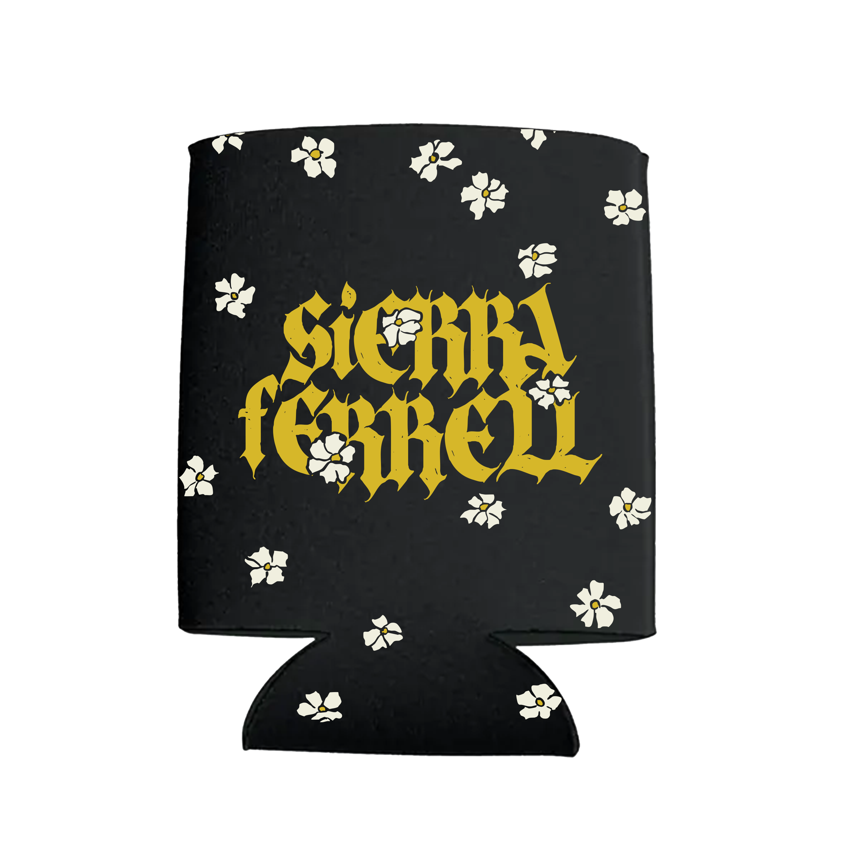Koozie Blk Flowers
